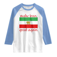 Make Iran Great Again Raglan Shirt Vintage Lion and Sun Flag Patriotic Iranian Pride