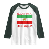 Make Iran Great Again Raglan Shirt Vintage Lion and Sun Flag Patriotic Iranian Pride