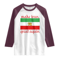 Make Iran Great Again Raglan Shirt Vintage Lion and Sun Flag Patriotic Iranian Pride