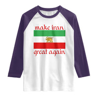 Make Iran Great Again Raglan Shirt Vintage Lion and Sun Flag Patriotic Iranian Pride