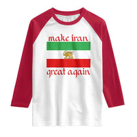 Make Iran Great Again Raglan Shirt Vintage Lion and Sun Flag Patriotic Iranian Pride