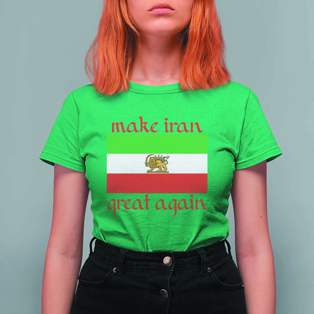 Make Iran Great Again T Shirt For Women Vintage Lion and Sun Flag Patriotic Iranian Pride