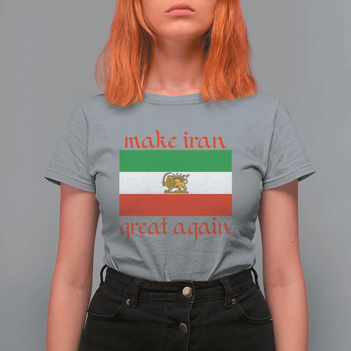 Make Iran Great Again T Shirt For Women Vintage Lion and Sun Flag Patriotic Iranian Pride