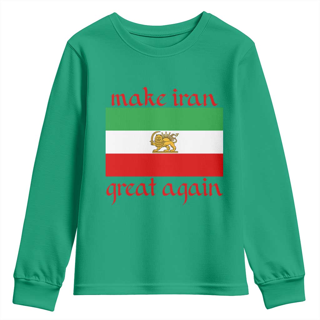 Make Iran Great Again Youth Sweatshirt Vintage Lion and Sun Flag Patriotic Iranian Pride