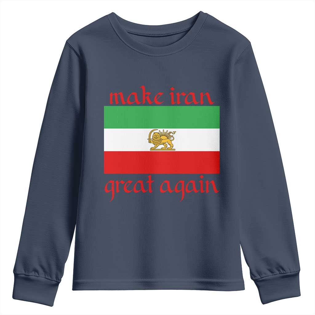 Make Iran Great Again Youth Sweatshirt Vintage Lion and Sun Flag Patriotic Iranian Pride