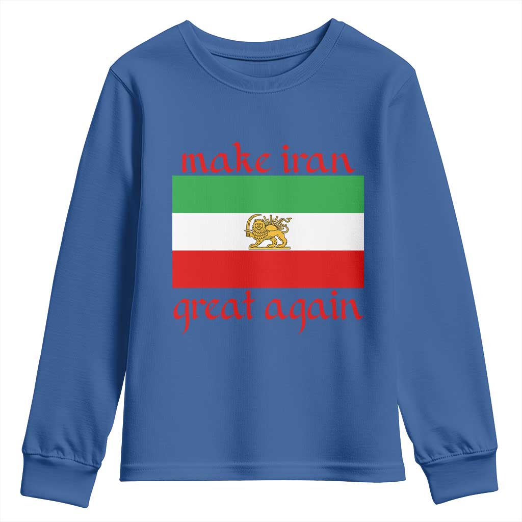 Make Iran Great Again Youth Sweatshirt Vintage Lion and Sun Flag Patriotic Iranian Pride