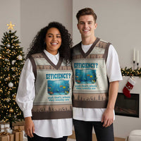 Efficiency Is Fish In Sea Funny Fish Pun Dad Joke V-Neck Knit Sweater Vest Yeah Thats Where They Usually Are Marine Life Ocean Humor