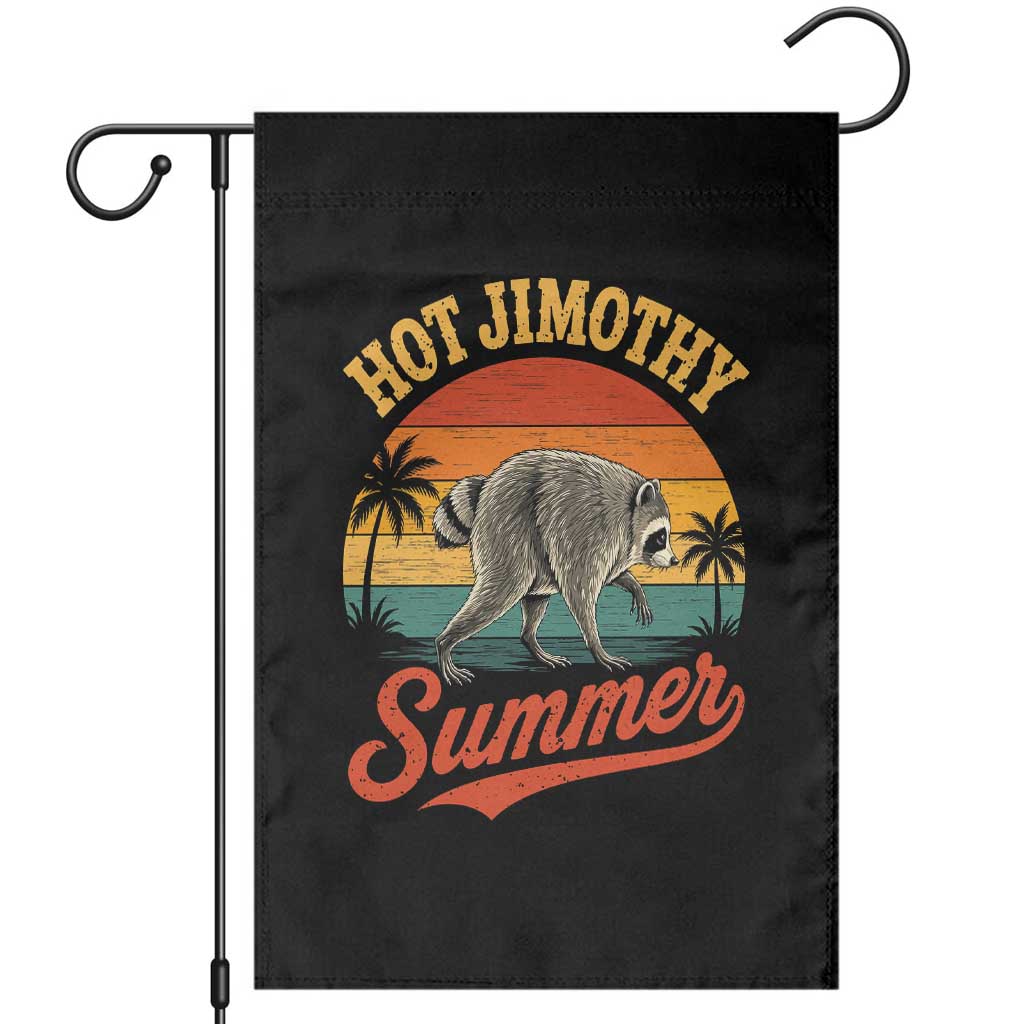 Hot Jimothy Summer Retro Sunset Beach Graphic Garden Flag Funny Viral Seattle Raccoon Meme