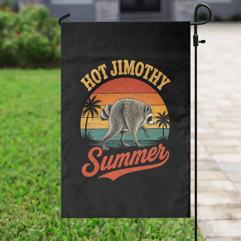 Hot Jimothy Summer Retro Sunset Beach Graphic Garden Flag Funny Viral Seattle Raccoon Meme