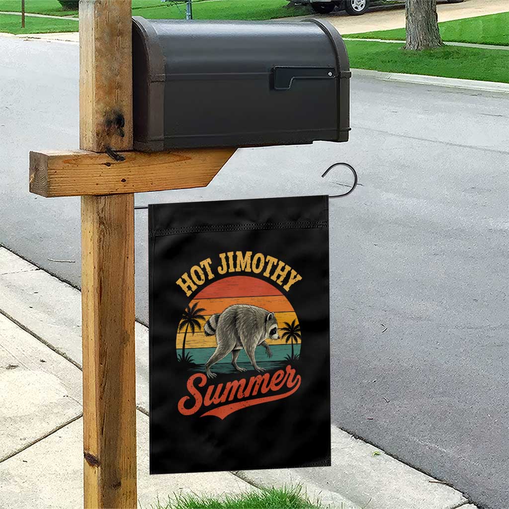 Hot Jimothy Summer Retro Sunset Beach Graphic Garden Flag Funny Viral Seattle Raccoon Meme