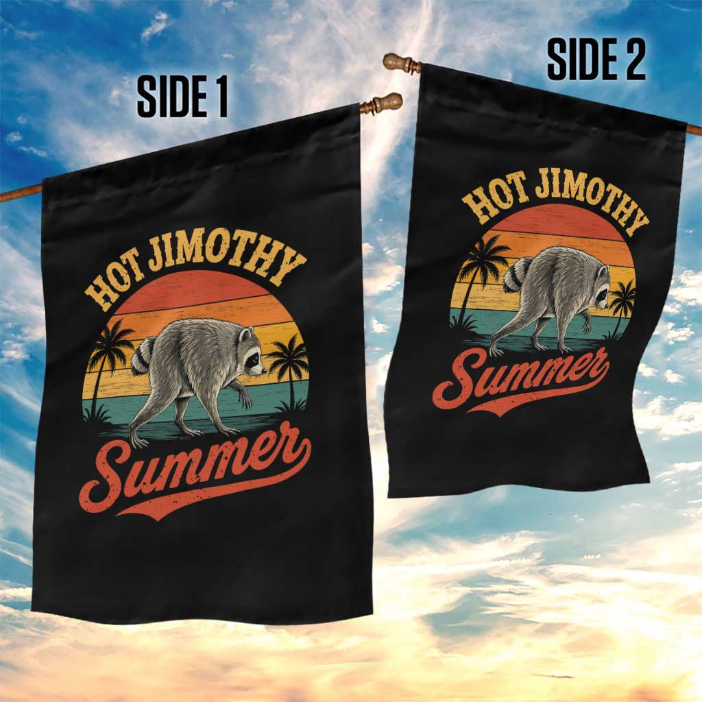 Hot Jimothy Summer Retro Sunset Beach Graphic Garden Flag Funny Viral Seattle Raccoon Meme