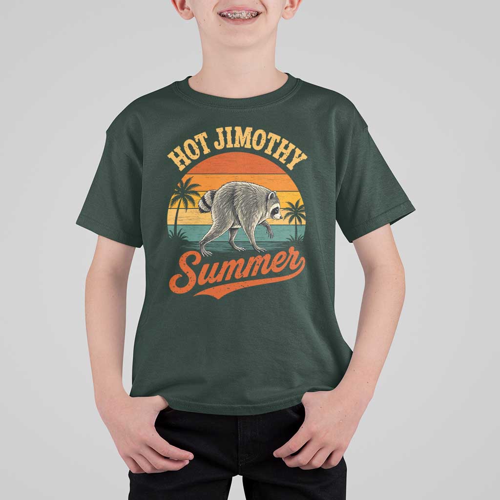 Hot Jimothy Summer Retro Sunset Beach Graphic T Shirt For Kid Funny Viral Seattle Raccoon Meme