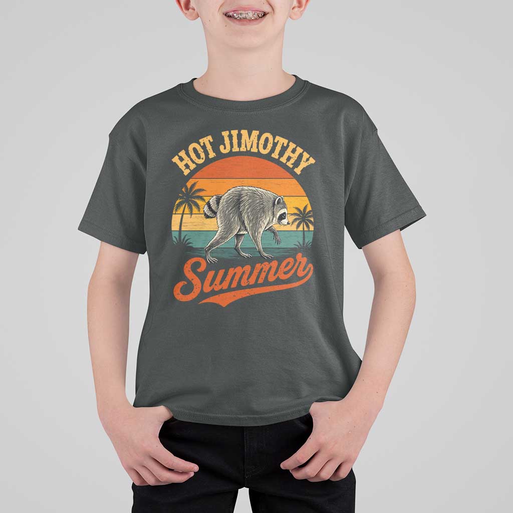 Hot Jimothy Summer Retro Sunset Beach Graphic T Shirt For Kid Funny Viral Seattle Raccoon Meme