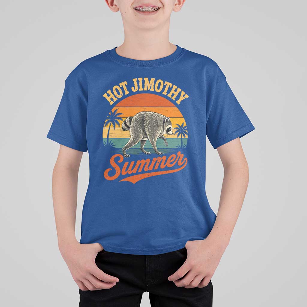 Hot Jimothy Summer Retro Sunset Beach Graphic T Shirt For Kid Funny Viral Seattle Raccoon Meme