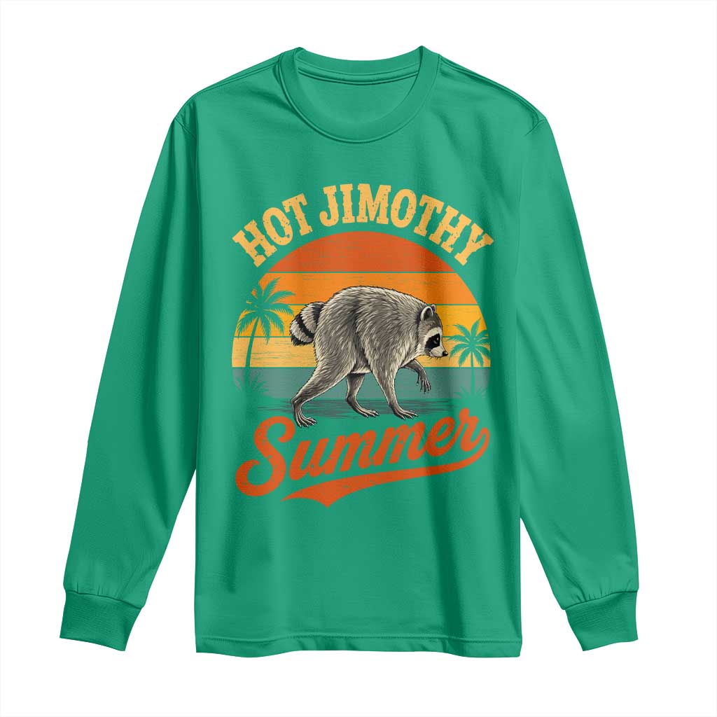 Hot Jimothy Summer Retro Sunset Beach Graphic Long Sleeve Shirt Funny Viral Seattle Raccoon Meme