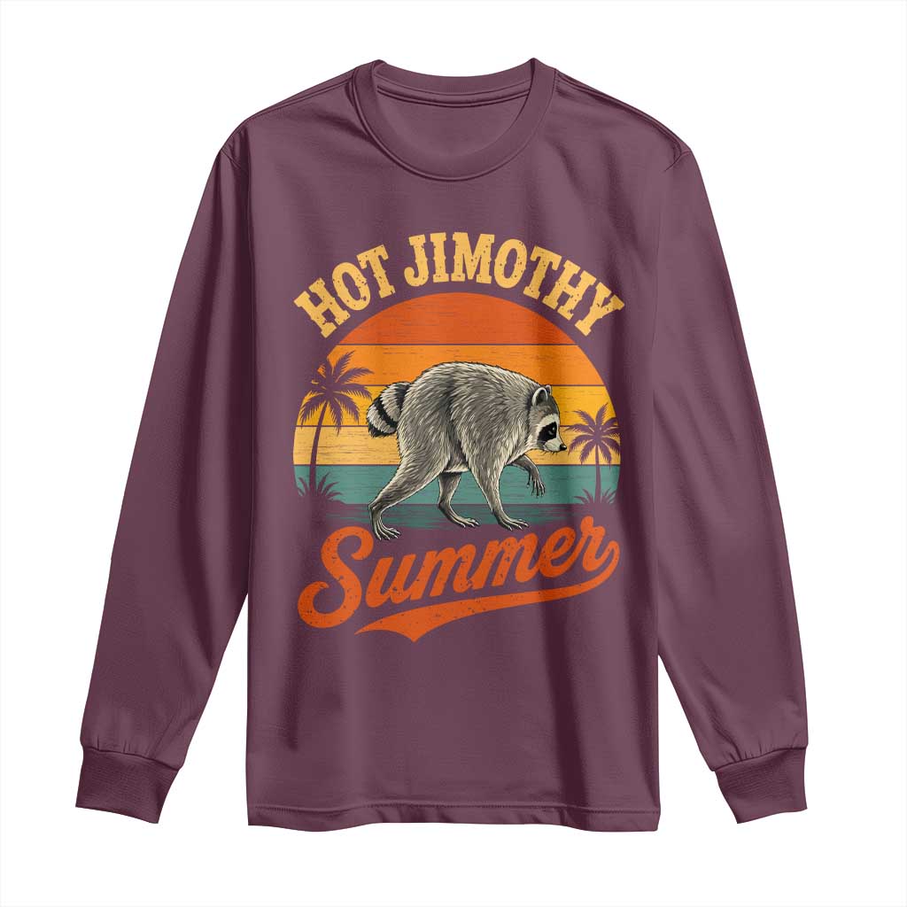 Hot Jimothy Summer Retro Sunset Beach Graphic Long Sleeve Shirt Funny Viral Seattle Raccoon Meme