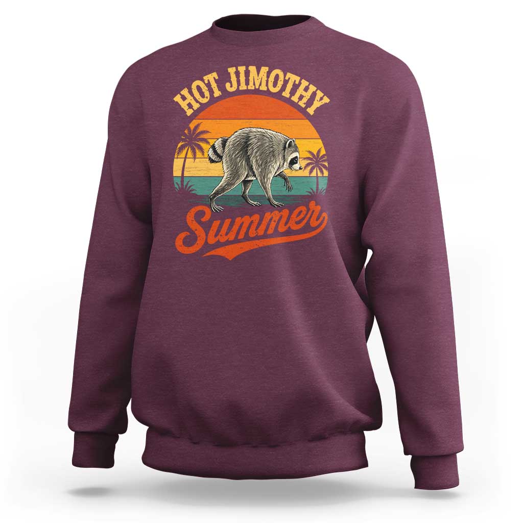 Hot Jimothy Summer Retro Sunset Beach Graphic Sweatshirt Funny Viral Seattle Raccoon Meme