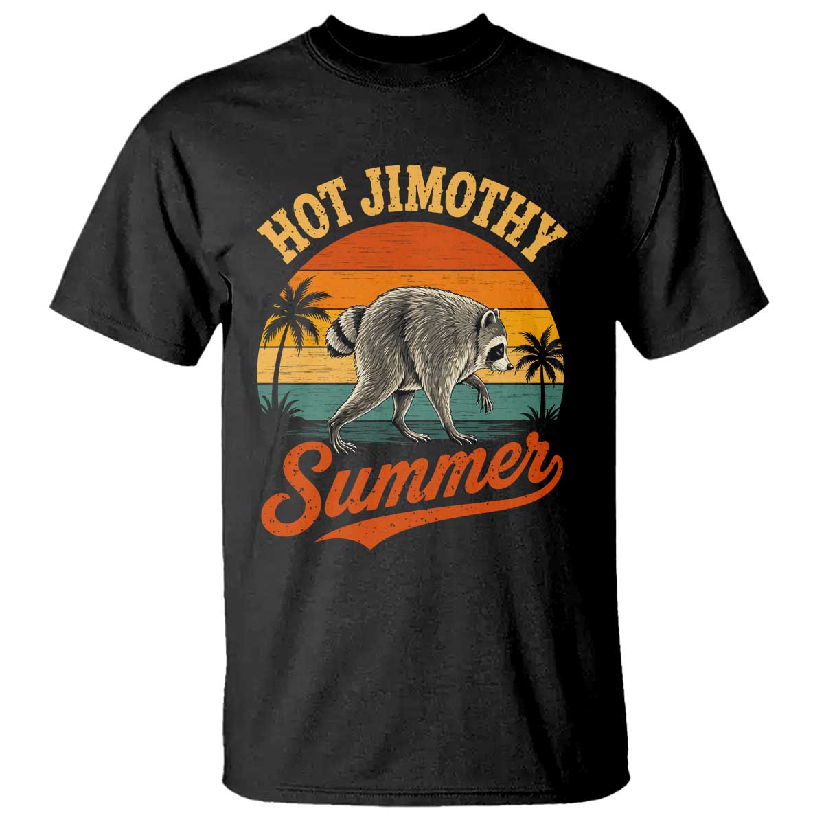 Hot Jimothy Summer Retro Sunset Beach Graphic T Shirt Funny Viral Seattle Raccoon Meme