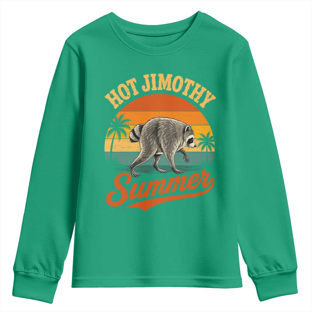 Hot Jimothy Summer Retro Sunset Beach Graphic Youth Sweatshirt Funny Viral Seattle Raccoon Meme