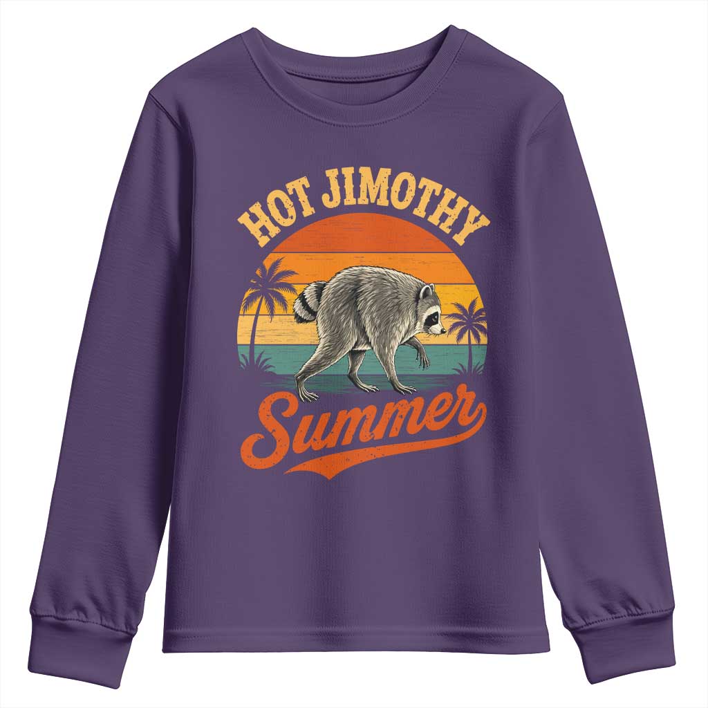 Hot Jimothy Summer Retro Sunset Beach Graphic Youth Sweatshirt Funny Viral Seattle Raccoon Meme