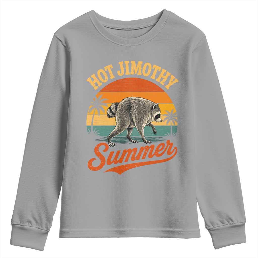 Hot Jimothy Summer Retro Sunset Beach Graphic Youth Sweatshirt Funny Viral Seattle Raccoon Meme