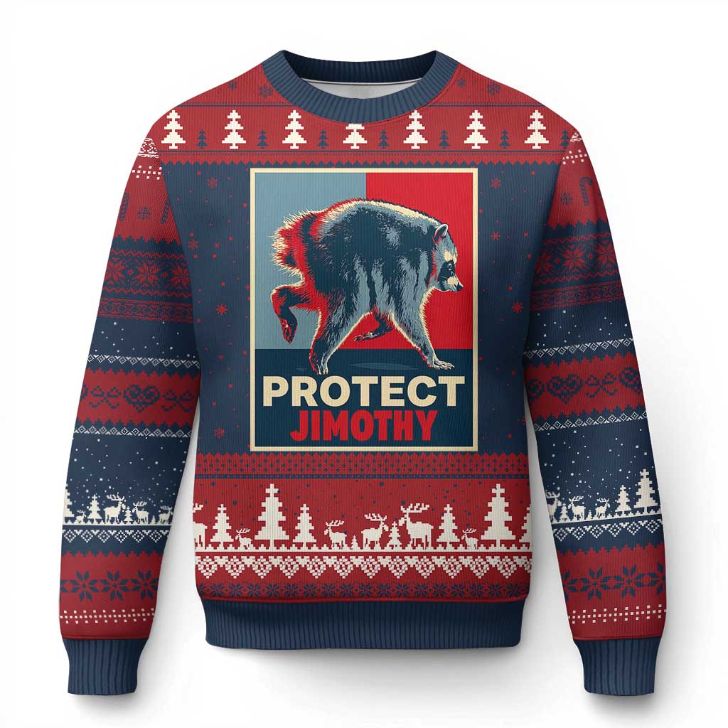 Protect Jimothy Seattle Raccoon Supporter Ugly Christmas Sweater Hope Style Poster Parody Graphic