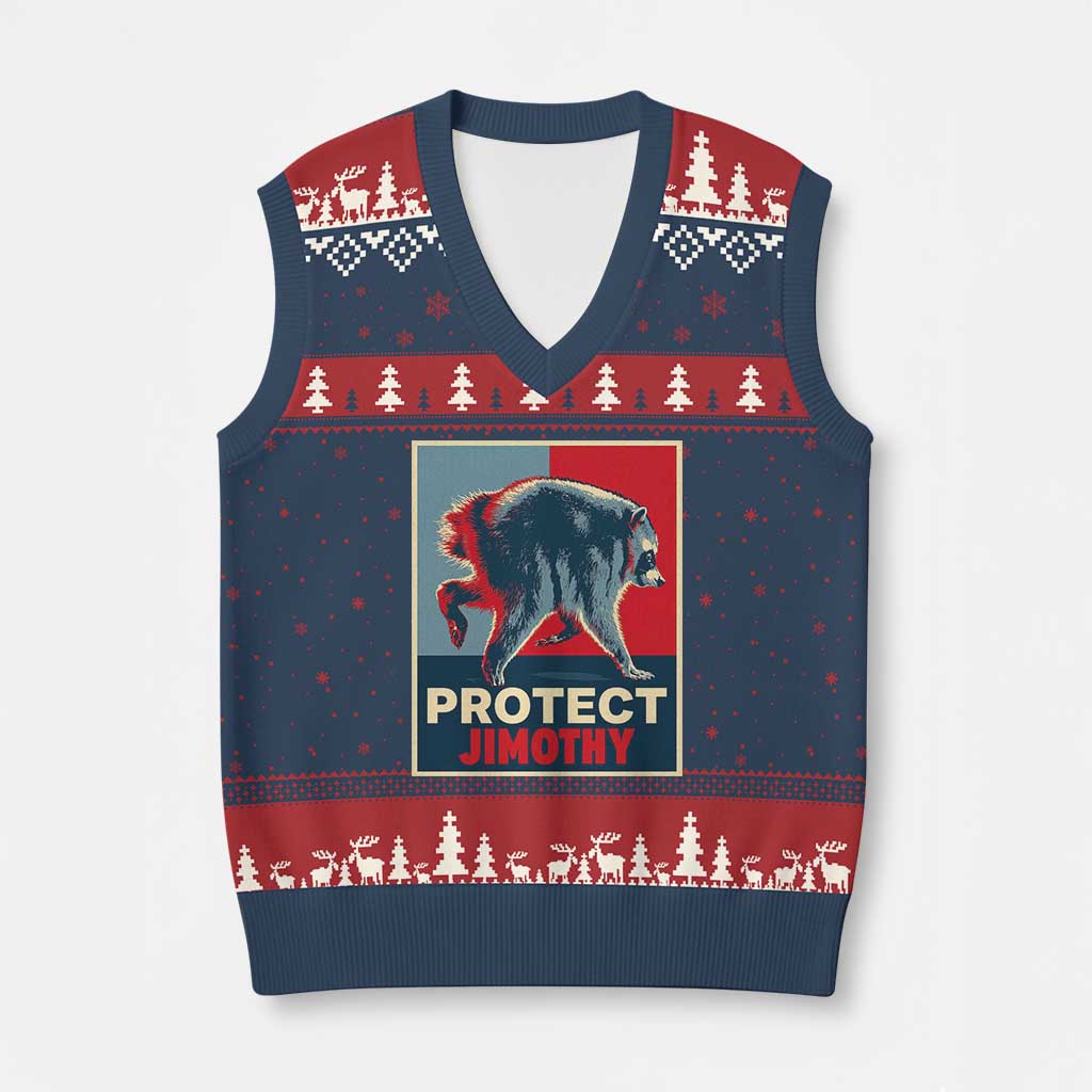 Protect Jimothy Seattle Raccoon Supporter V-Neck Knit Sweater Vest Hope Style Poster Parody Graphic