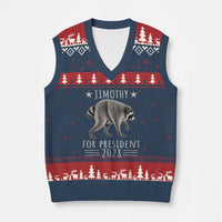 Jimothy For President 2028 Parody V-Neck Knit Sweater Vest Funny Viral Seattle Raccoon Lover