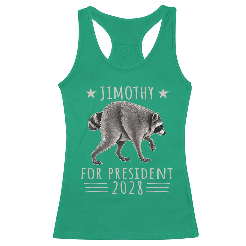 Jimothy For President 2028 Parody Racerback Tank Top Funny Viral Seattle Raccoon Lover