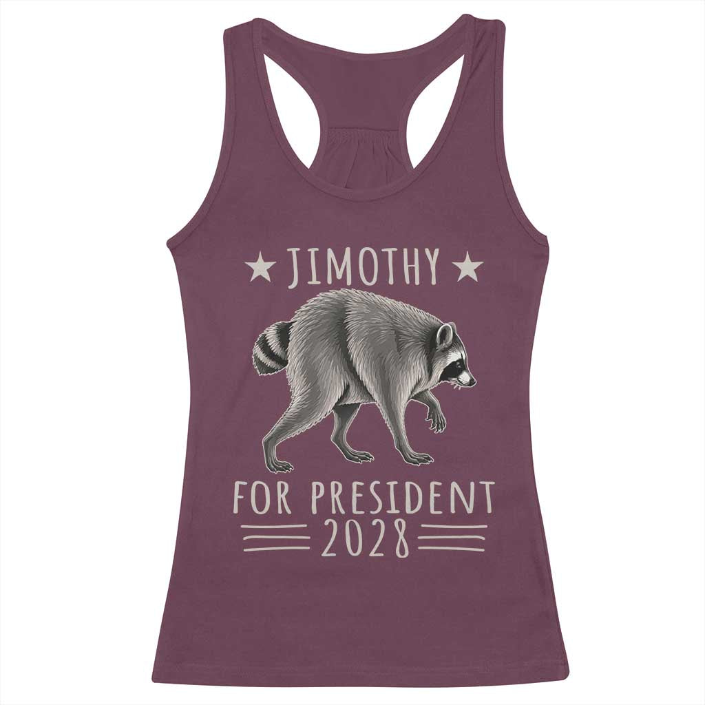 Jimothy For President 2028 Parody Racerback Tank Top Funny Viral Seattle Raccoon Lover