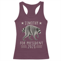 Jimothy For President 2028 Parody Racerback Tank Top Funny Viral Seattle Raccoon Lover