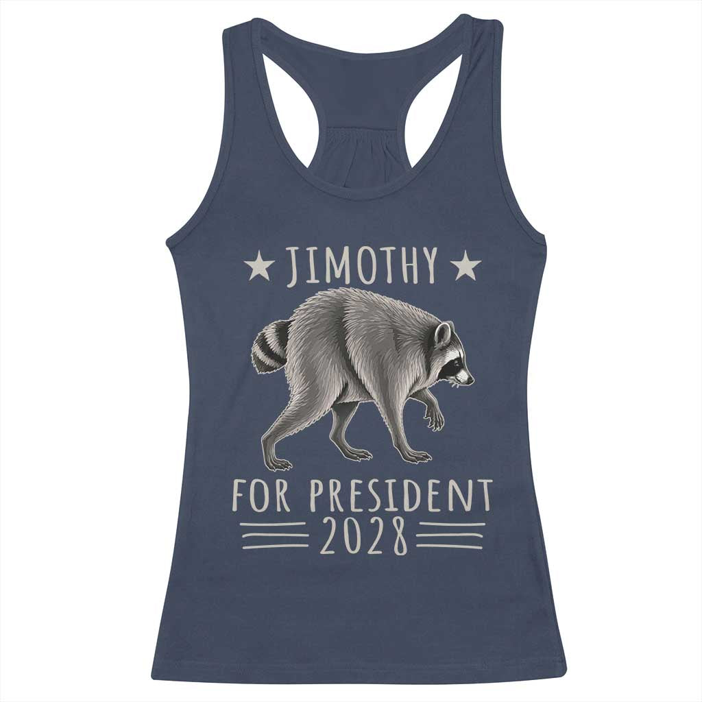 Jimothy For President 2028 Parody Racerback Tank Top Funny Viral Seattle Raccoon Lover