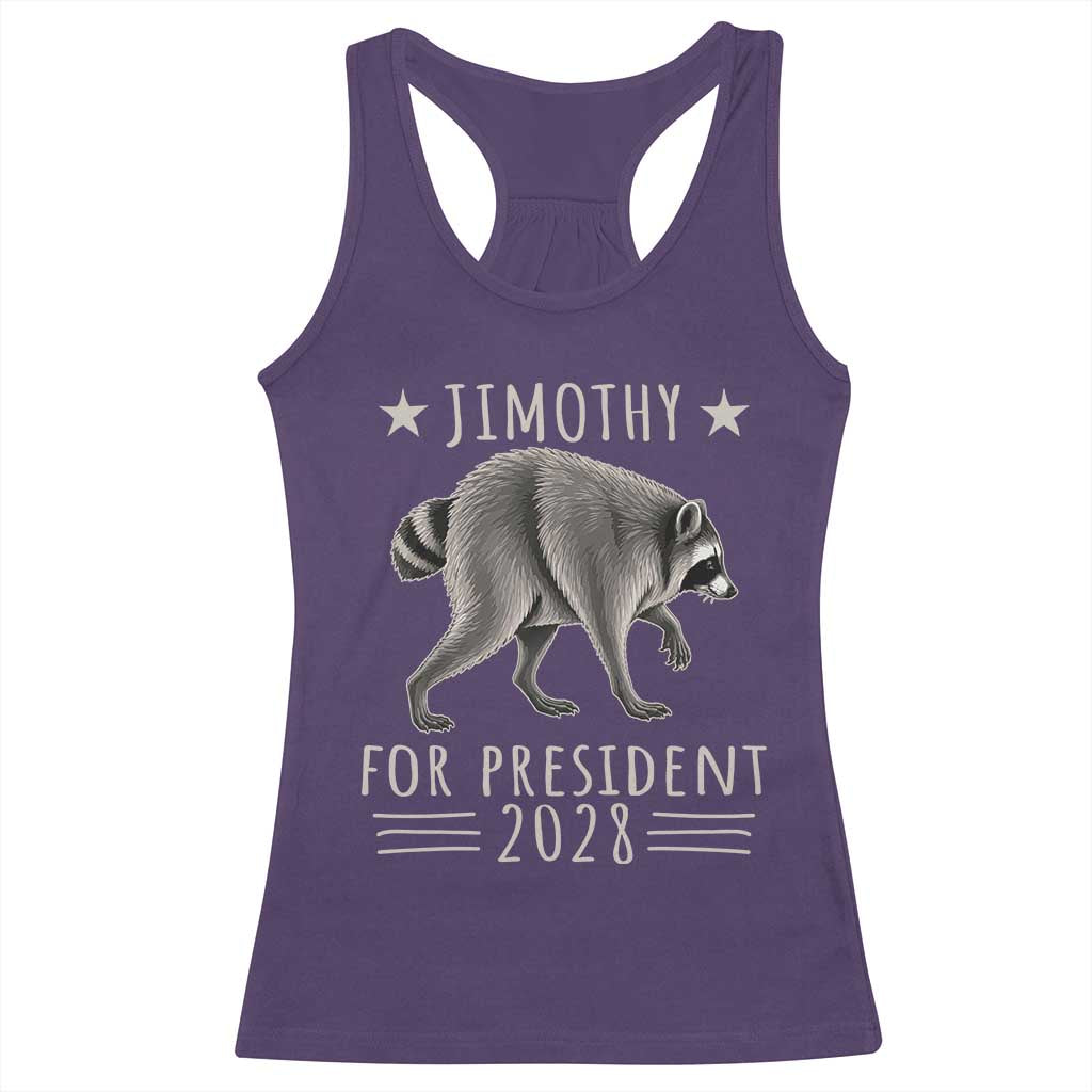 Jimothy For President 2028 Parody Racerback Tank Top Funny Viral Seattle Raccoon Lover