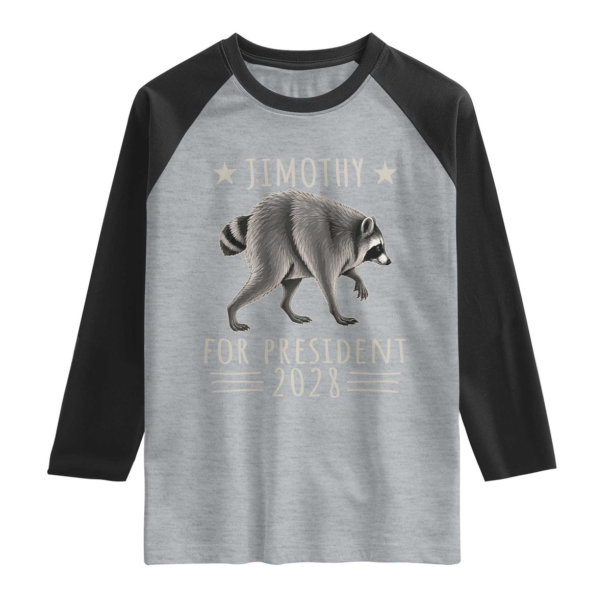 Jimothy For President 2028 Parody Raglan Shirt Funny Viral Seattle Raccoon Lover