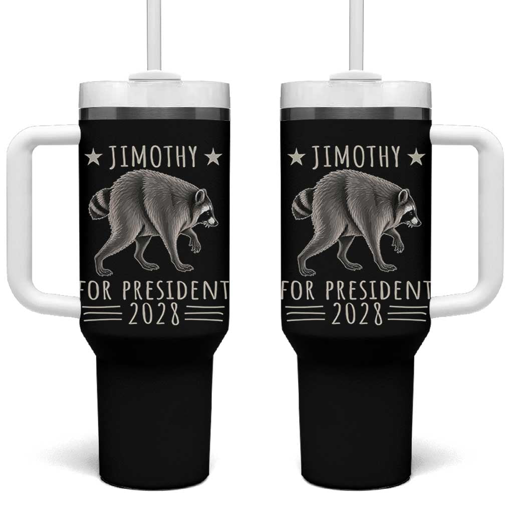 Jimothy For President 2028 Parody Tumbler With Handle Funny Viral Seattle Raccoon Lover