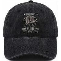 Jimothy For President 2028 Parody Washed Cotton Baseball Cap Funny Viral Seattle Raccoon Lover