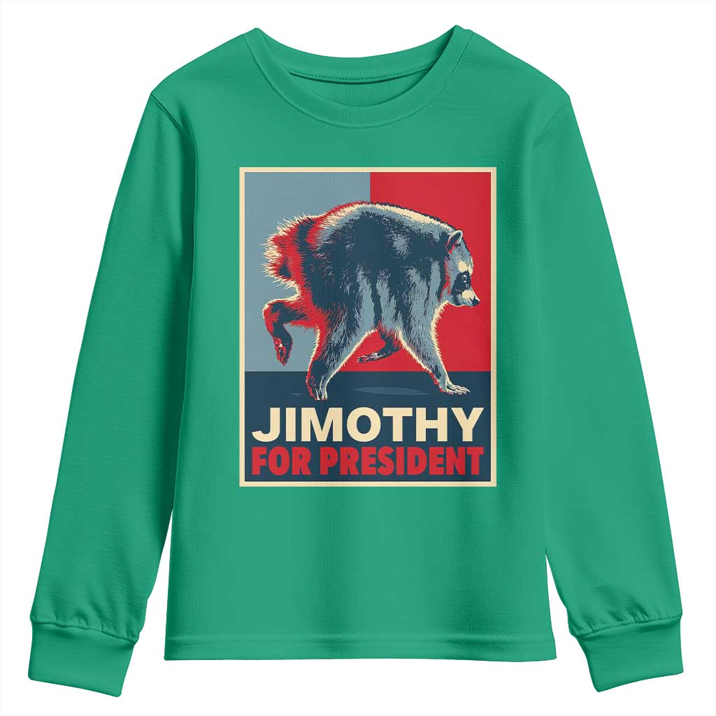 Jimothy For President Parody Youth Sweatshirt Hope Style Viral Seattle Raccoon Graphic