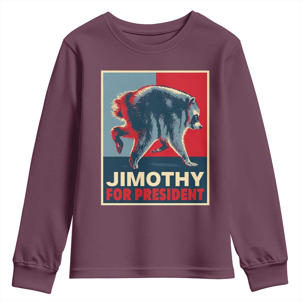Jimothy For President Parody Youth Sweatshirt Hope Style Viral Seattle Raccoon Graphic