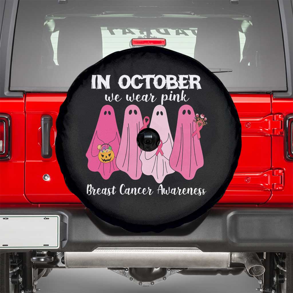 Breast Cancer Boo Sheet Spare Tire Cover In October We Wear Pink Ribbon Support Breast Cancer Warrior