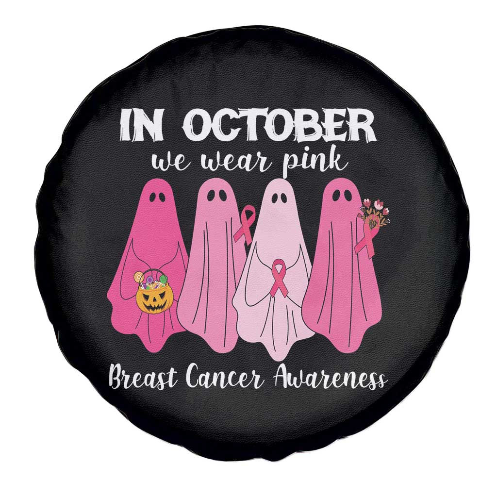 Breast Cancer Boo Sheet Spare Tire Cover In October We Wear Pink Ribbon Support Breast Cancer Warrior