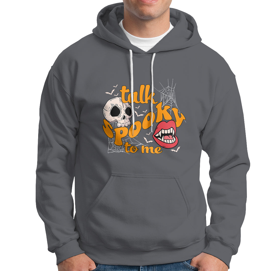 Spooky Halloween Hoodie Talk Spooky To Me Skull Vampire Mouth - Wonder Print Shop