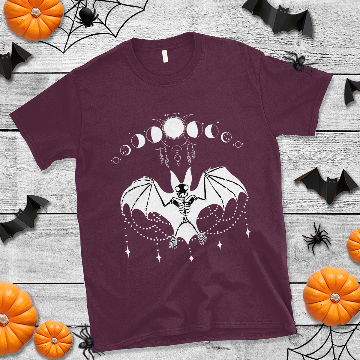 Halloween Bat T Shirt Stay Spooky Witchy Celestial Dark Academia - Wonder Print Shop