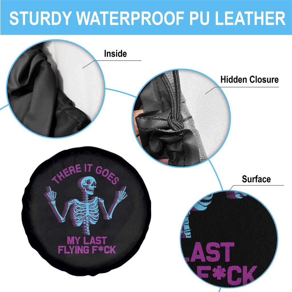 Funny Skeleton Spare Tire Cover There It Goes My Last Flying F*ck Middle Finger Sarcastic