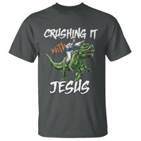 Crushing It With Jesus T Shirt Funny Riding Dinosaur - Wonder Print Shop
