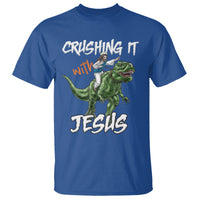 Crushing It With Jesus T Shirt Funny Riding Dinosaur - Wonder Print Shop