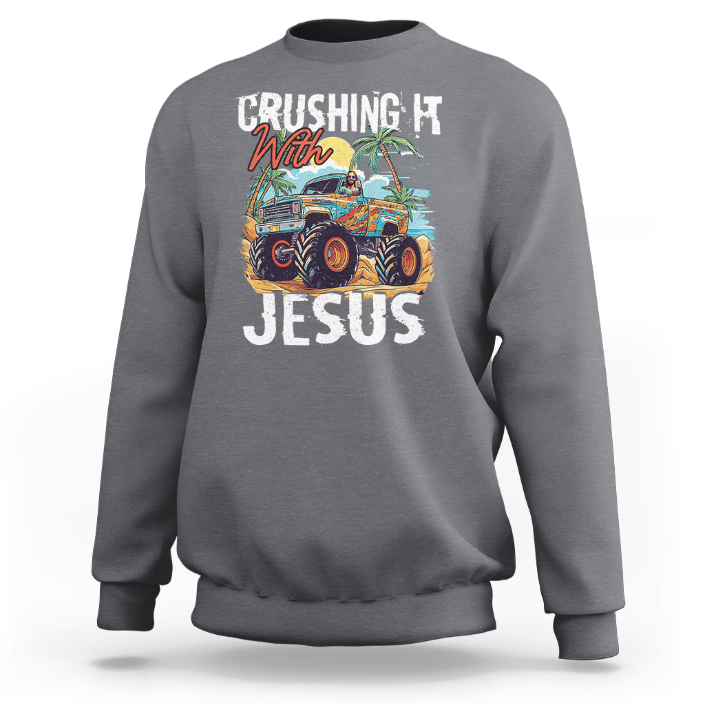 Funny Jesus Sweatshirt Crushing It With Jesus - Wonder Print Shop