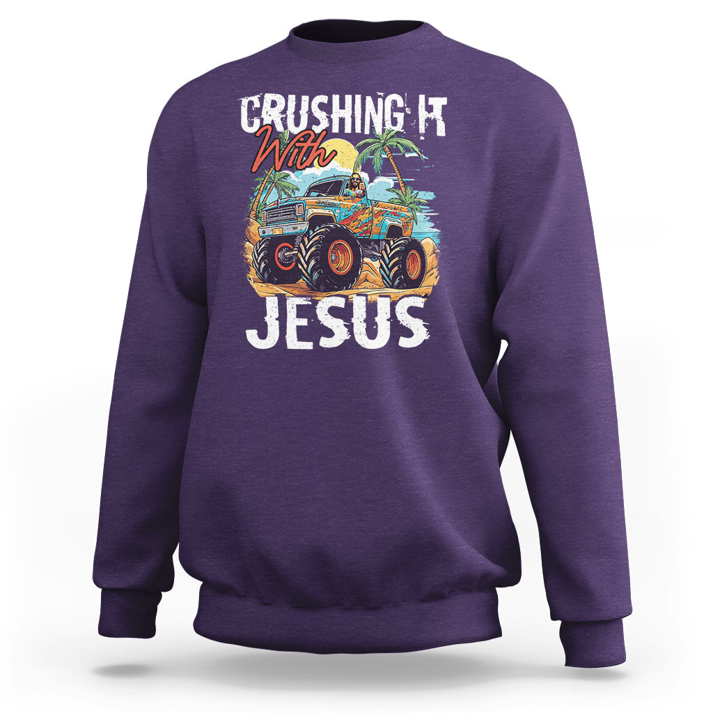 Funny Jesus Sweatshirt Crushing It With Jesus - Wonder Print Shop