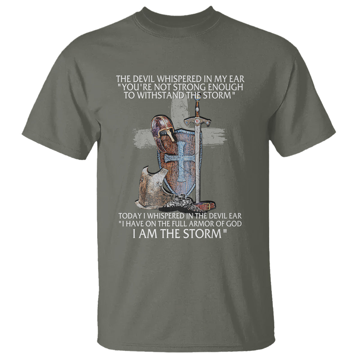 Christian Faith T Shirt The Devil Whispered I Whispered Back I Am The Storm - Wonder Print Shop