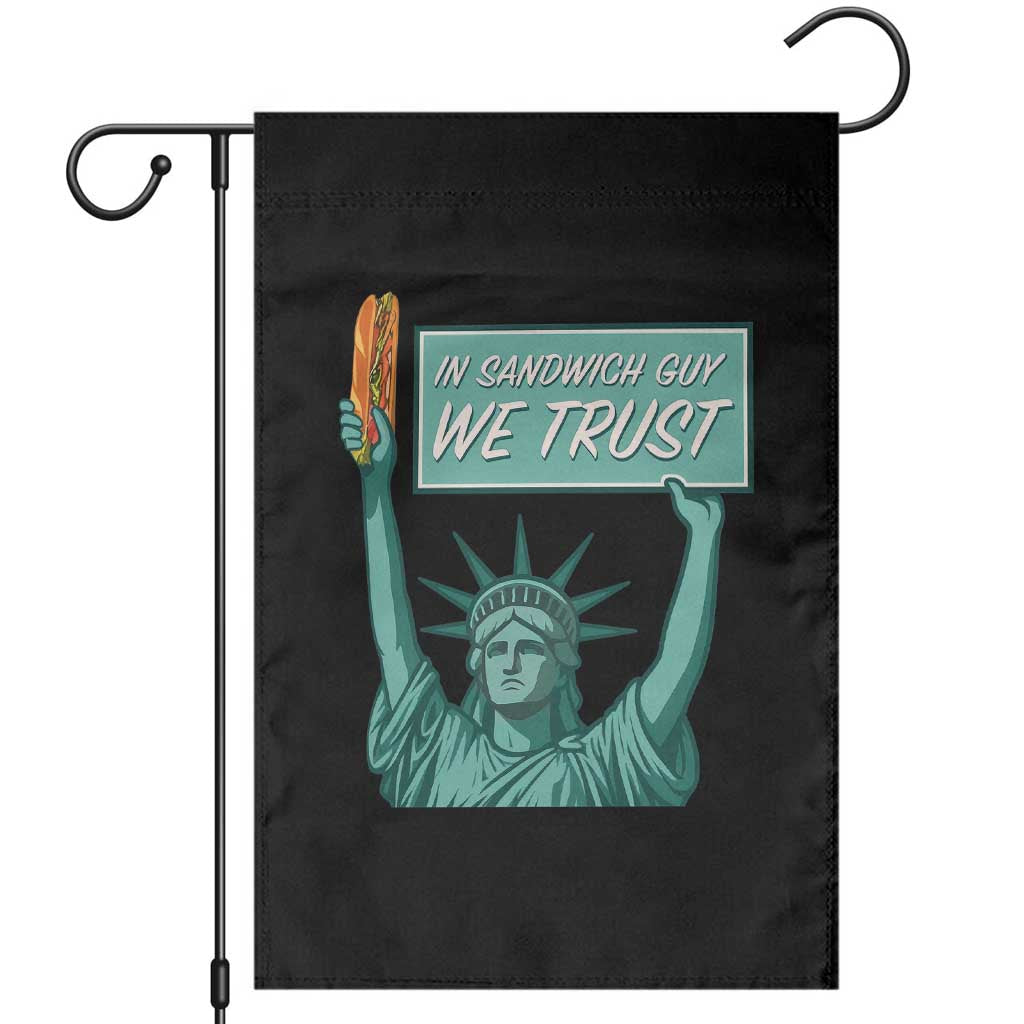 In Sandwich Guy We Trust Garden Flag Funny Liberty with Baguette Parody Graphic Political Satire - Wonder Print Shop