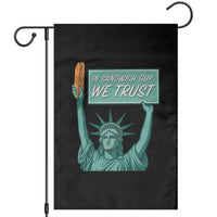 In Sandwich Guy We Trust Garden Flag Funny Liberty with Baguette Parody Graphic Political Satire - Wonder Print Shop